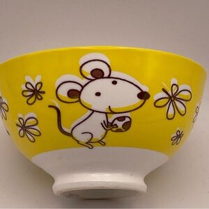Cheng’s Rat Bowl Yellow Cartoon Mouse Rice Bowl Cute Animal Dish 5” Ceramic